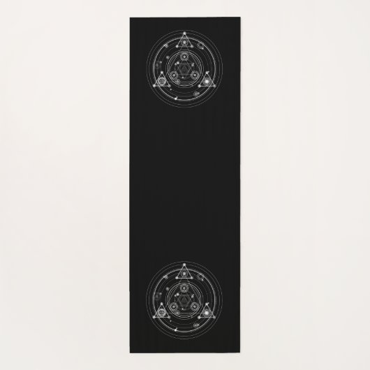 神聖な幾何学のスタイルの黒の五芒星 ヨガマット (裏面)