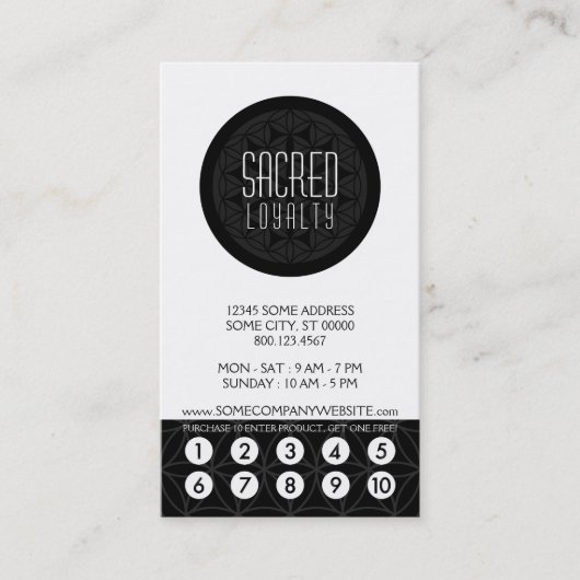神聖な幾何学のロイヤリティのパンチカード ロイヤリティカード (正面)