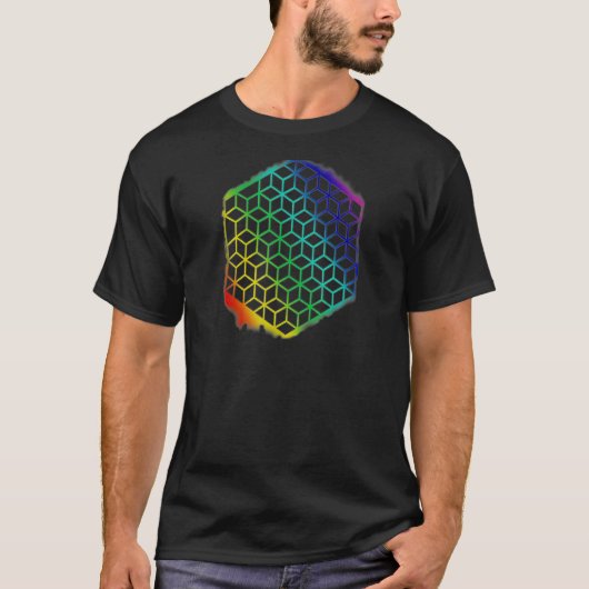 神聖な幾何学の花ライフキューブのマンダラパテ Tシャツ (正面)