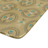 神聖な幾何学の部族パターン金ゴールドターコイズ カッティングボード (角)