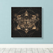神聖な幾何学のRegal moth – 黒と金ゴールド キャンバスプリント (インサイチュ (ウッドフロア))