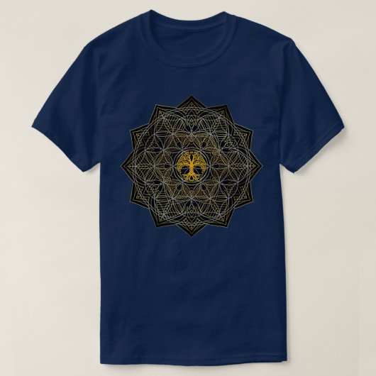神聖な幾何学ケルトの花 Tシャツ (デザイン正面)