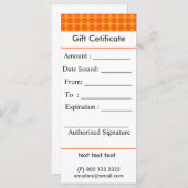 神聖な幾何学的なビーハイブパターンのギフト証明書 (正面/裏面)