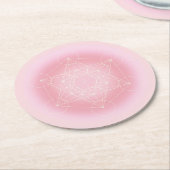 神聖な幾何学的，ピンク，メタトロン，コースター，禅 ラウンドペーパーコースター (アングル)