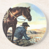 神聖な数珠のカスタムのコースターを祈っているカウボーイ コースター (正面)