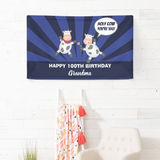 神聖な牛あなたは100上おもしろいザヒル誕生日 横断幕 (インサイチュ)