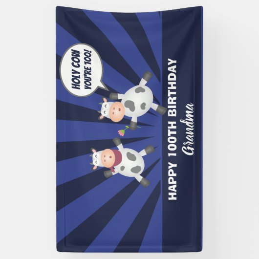 神聖な牛あなたは100上おもしろいザヒル誕生日 横断幕 (縦)