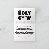 神聖な牛のキュートなモダンな子供の誕生日パーティー サンキューカード (内部)