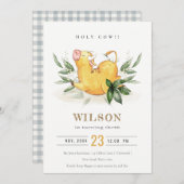 神聖な牛の農場の葉キッズ任意の年齢誕生日招待状 サンキューカード (正面/裏面)