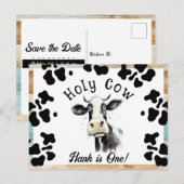 神聖な牛の1歳誕生日 保存日付 ポストカード (正面/裏面)