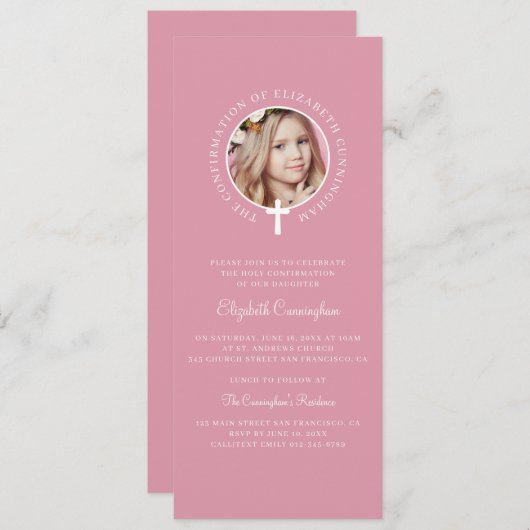 神聖な確認 |写真カスタムとクロスシンプル 招待状 (正面/裏面)