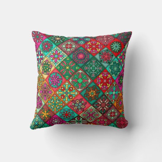 神聖な線 – 幾何図法インディアンパターン クッション (裏面)