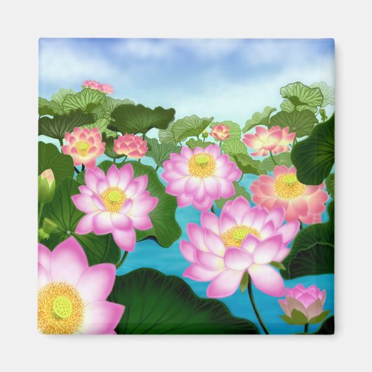 神聖な蓮の花 マグネット (正面)