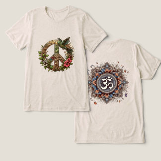 神聖な調和:オームの曼荼羅 トライブレンドTシャツ