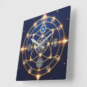 神聖な輝き – 5: 照らされた宇宙エネルギー スクエア壁時計 (傾斜)