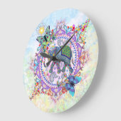 神聖な部族のヘナ象の大きな時計 ラージ壁時計 (傾斜)