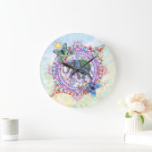 神聖な部族のヘナ象の大きな時計 ラージ壁時計 (ホーム)