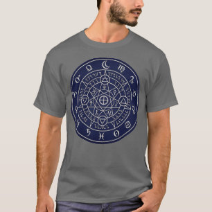 神聖な錬金術シンボルブルーデザイン Tシャツ
