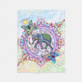 神聖なHenna象 フリースブランケット