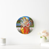 神聖なRADHA Krishnaのフルートの楽器の神 ラウンド壁時計 (ホーム)