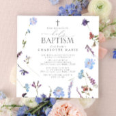 神聖エレガント洗礼文字ほこりっぽい青い野花 招待状