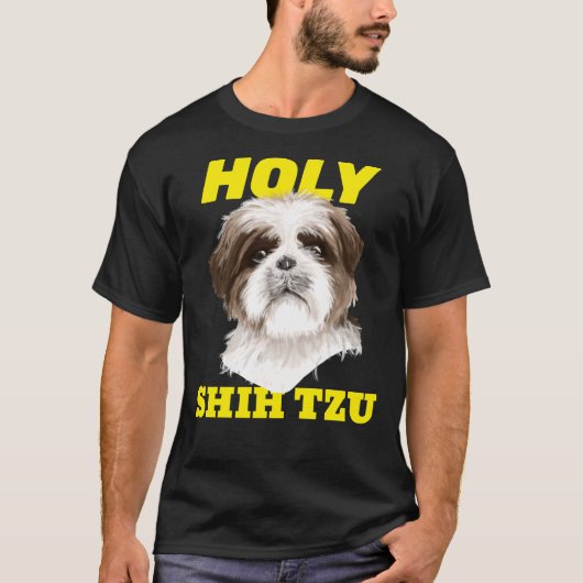 神聖シーズー(犬)チュシーズー(犬)チドッグミーム Tシャツ (正面)