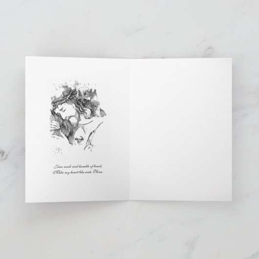 神聖ハートイエズピンクローゼスエレガント祈りの言葉 カード (内部)