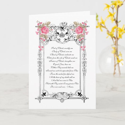 神聖ハートイエズピンクローゼスエレガント祈りの言葉 カード (黄色い花)