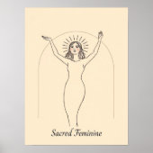 神聖フェミニン – ミニマリスト神女ラインアート ポスター (正面)