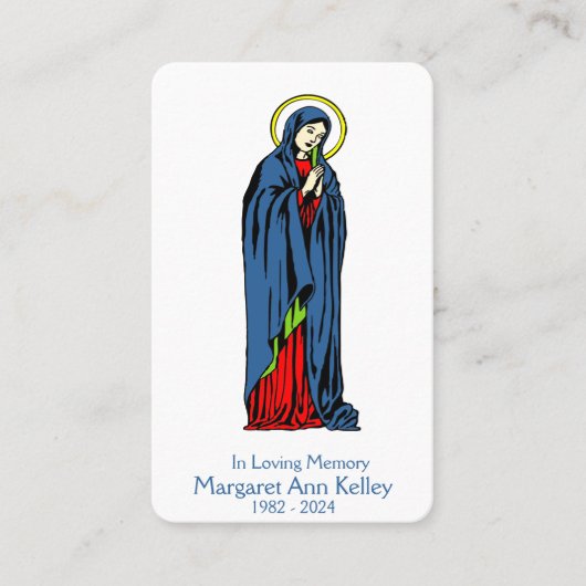 神聖ヴァージンメアリーカトリック祈りの言葉カード 名刺 (正面)