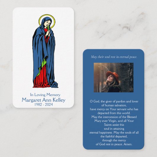 神聖ヴァージンメアリーカトリック祈りの言葉カード 名刺 (正面/裏面)