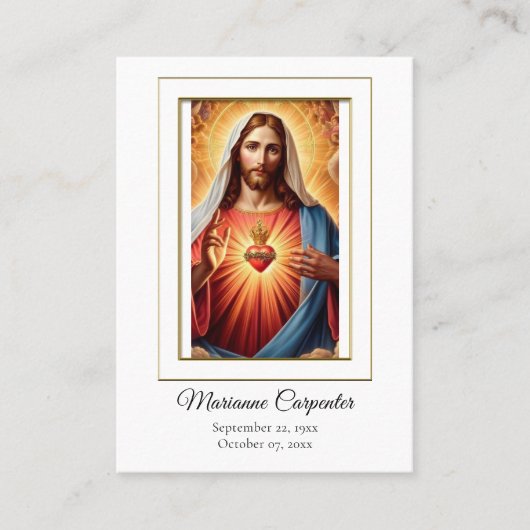 神聖賛美ハートイエズメモリアル祈りの言葉カード プレイスカード (正面)