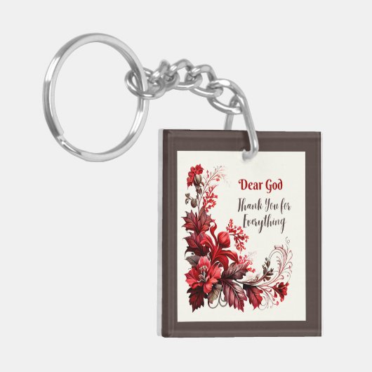 神親愛全ての宗教引用文に感謝 キーホルダー (正面左)