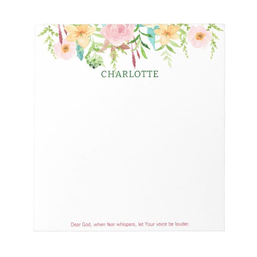 神親愛祈りの言葉春フローラ水彩 ノートパッド (正面)