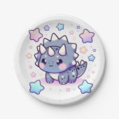 神話に魅了された恐竜の赤ちゃんシャワー ペーパープレート (正面)