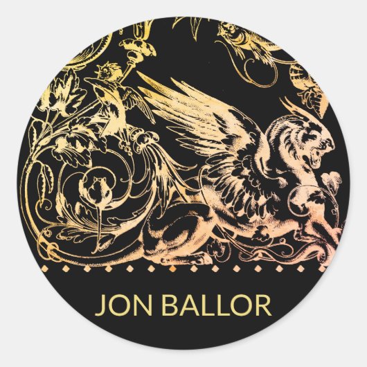 神話のグリフィン獣 ラウンドシール (正面)