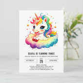 神話のスパークルユニコーン誕生日 招待状 (スタンド正面)