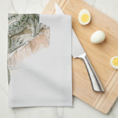 神話のトカゲのようなドラゴン(岩石の上)- ヴィンテージ神話 キッチンタオル (四つ折り)