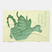 神話のファンタジーの可愛い緑の竜 キッチンタオル (横)