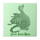 神話のファンタジーの可愛い緑の竜 タイル (正面)