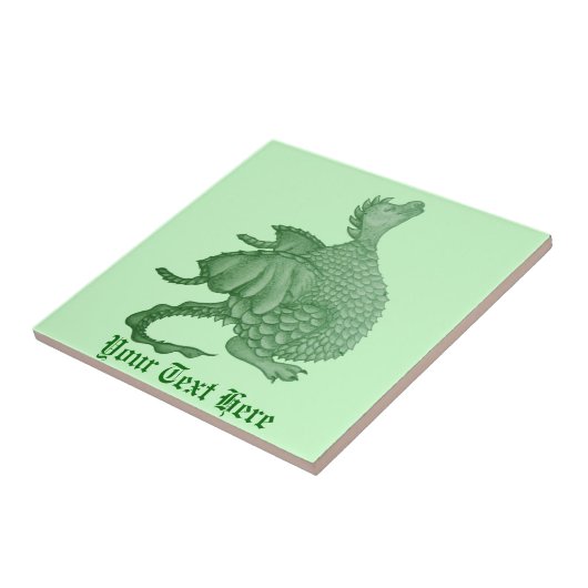 神話のファンタジーの可愛い緑の竜 タイル (側面)