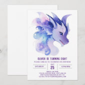 神話の冒険が明らかに：ドラゴンの誕生日 招待状 (正面/裏面)