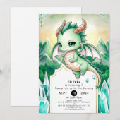 神話の子供のドラゴンの誕生日 招待状 (正面/裏面)