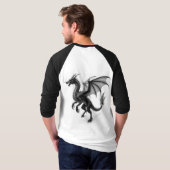 神話の守護者: ドラゴンのシルエット Tシャツ (裏面フル)