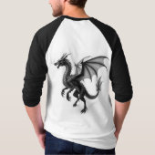 神話の守護者: ドラゴンのシルエット Tシャツ (裏面)