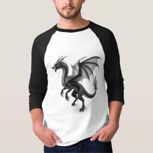 神話の守護者: ドラゴンのシルエット Tシャツ (正面)