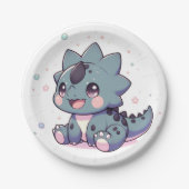 神話の小さな恐竜の赤ちゃんシャワー ペーパープレート (正面)