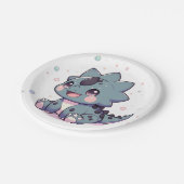 神話の小さな恐竜の赤ちゃんシャワー ペーパープレート (アングル)