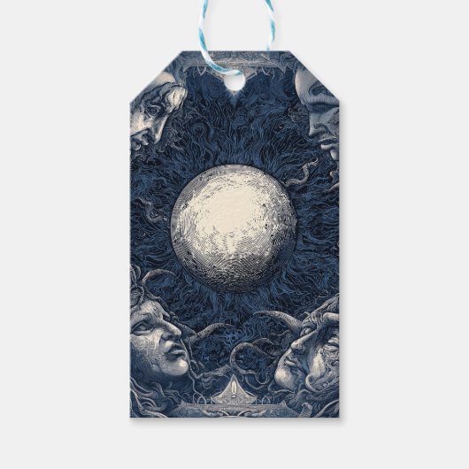 神話の月に囲まれた4顔 ギフトタグ (正面)