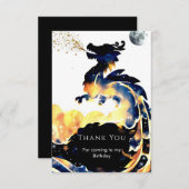 神話の楽しいドラゴンの誕生日 サンキューカード (正面/裏面)